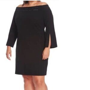 Vince Camuto dress off the shoulder embellished black size 1X